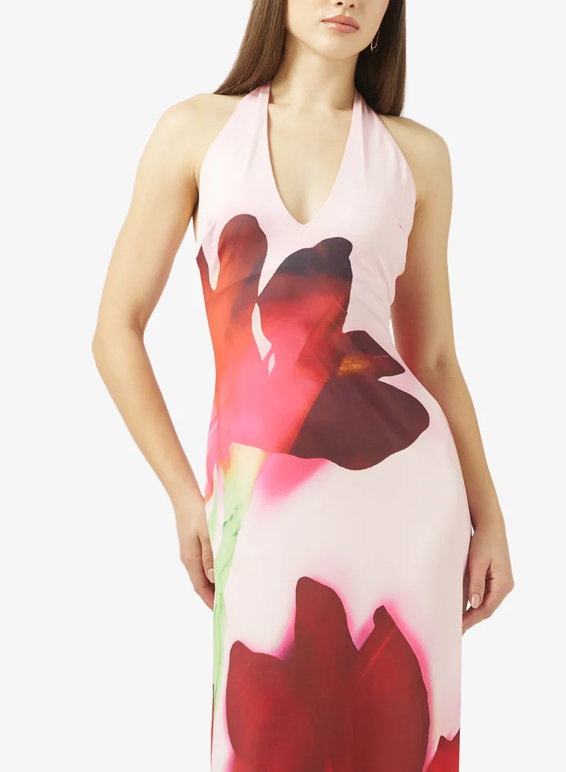 Ginger  Halter Neck Floral Bodycon Dress for Women | Best Price UAE